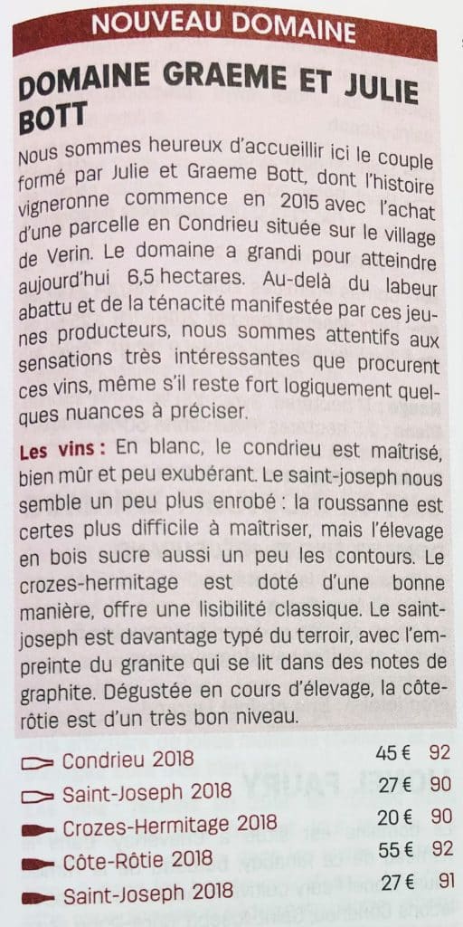 RVF DOMAINE BOTT GRAEME JULIE